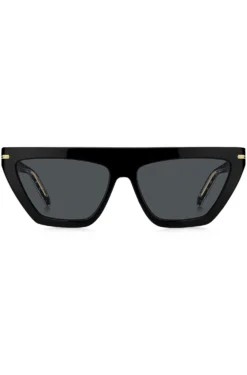 Black-acetate sunglasses with gold-tone details