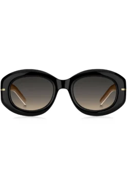 Black-acetate sunglasses with chain strap