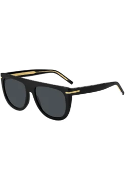 Black-acetate sunglasses with gold-tone hardware