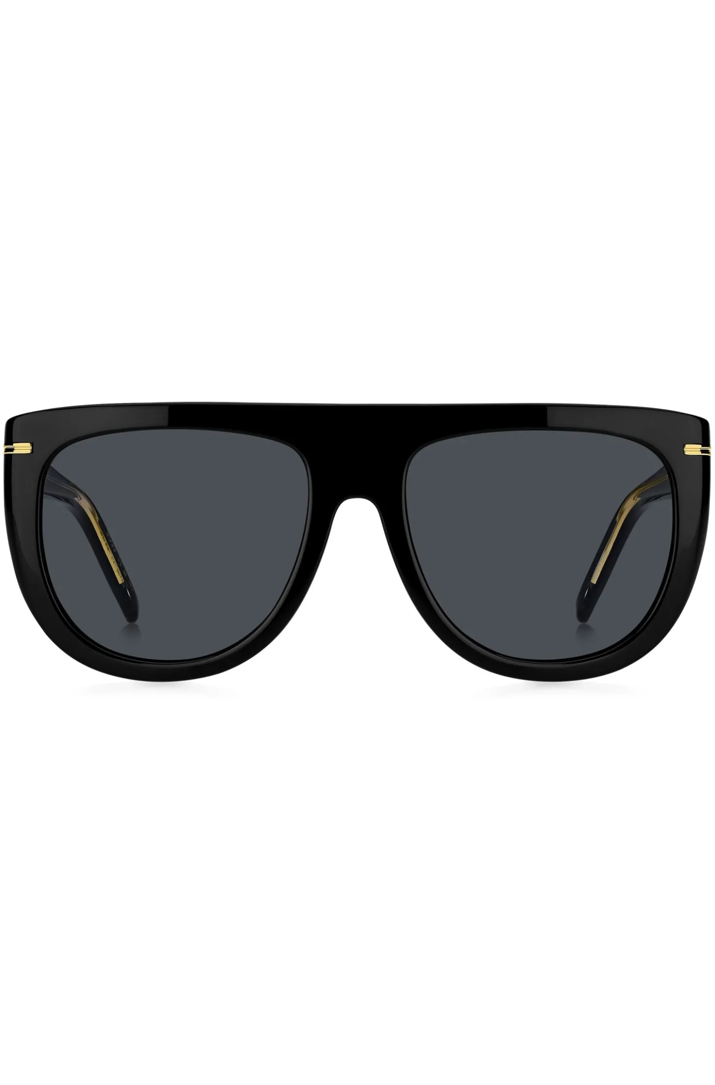 Black-acetate sunglasses with gold-tone hardware
