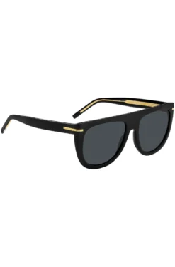 Black-acetate sunglasses with gold-tone hardware