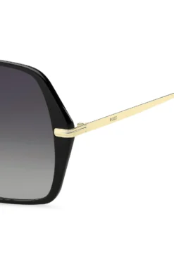 Black-acetate sunglasses with gold-tone temples