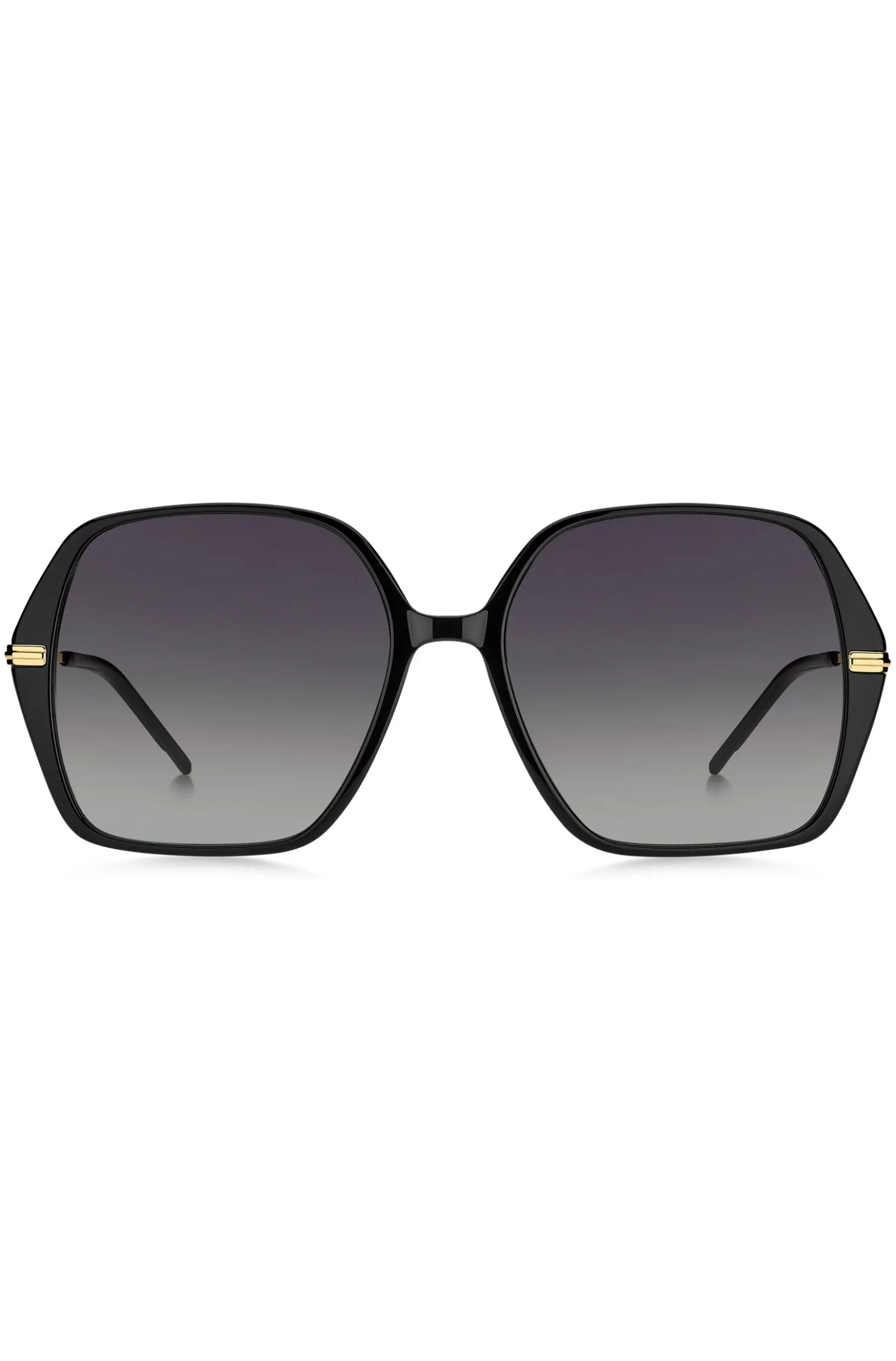 Black-acetate sunglasses with gold-tone temples
