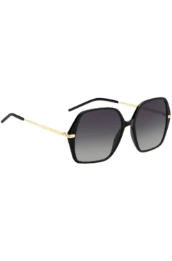Black-acetate sunglasses with gold-tone temples