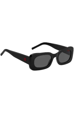 Black-acetate sunglasses with detachable slogan strap
