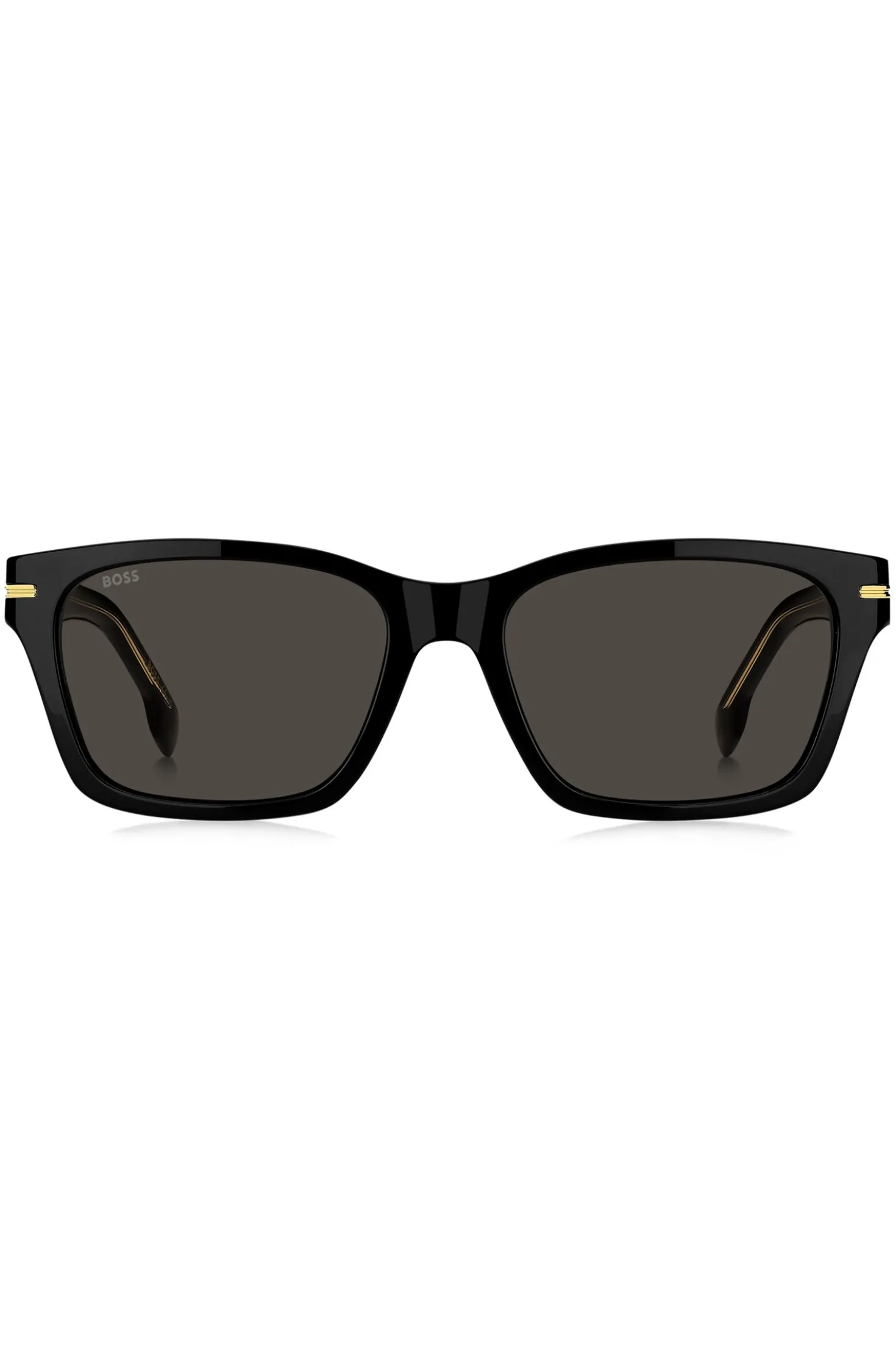 Black-acetate sunglasses with gold-tone hinges