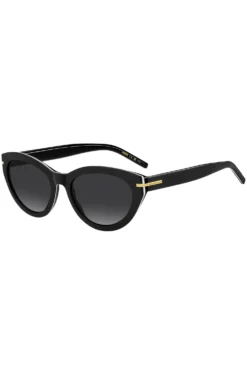 Black-acetate sunglasses with gold-tone trims