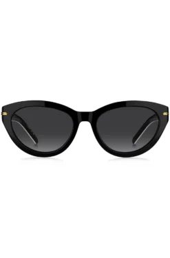 Black-acetate sunglasses with gold-tone trims