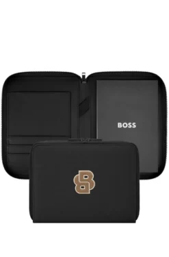 Black A5 conference folder with Double B patch