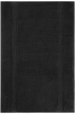 Black Aegean-cotton bath mat with tonal logo