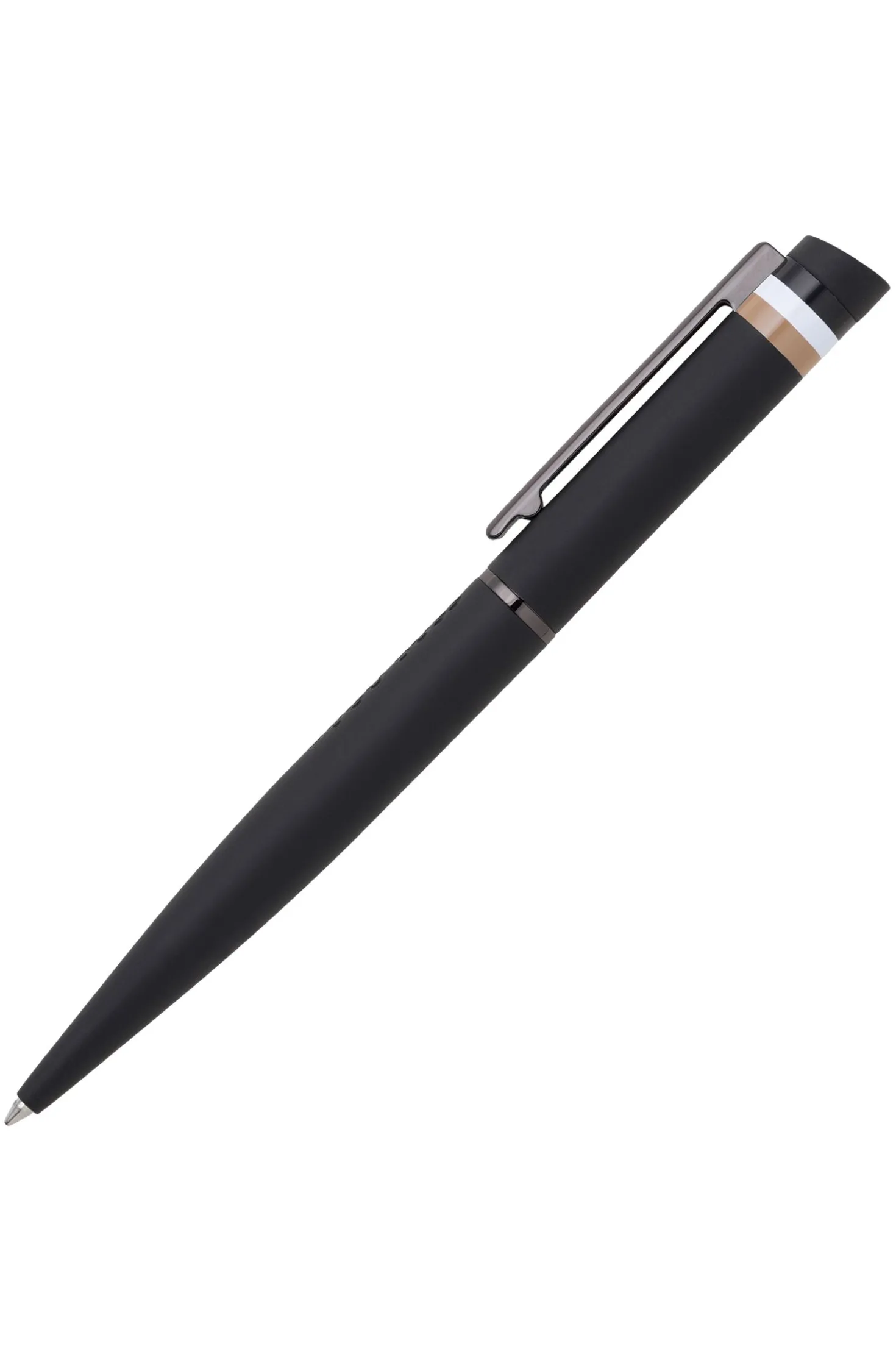 Black ballpoint pen with signature-stripe detail