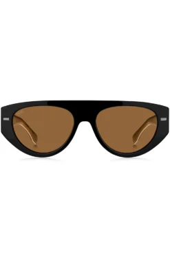 Black bio-acetate sunglasses with lasered-logo temples