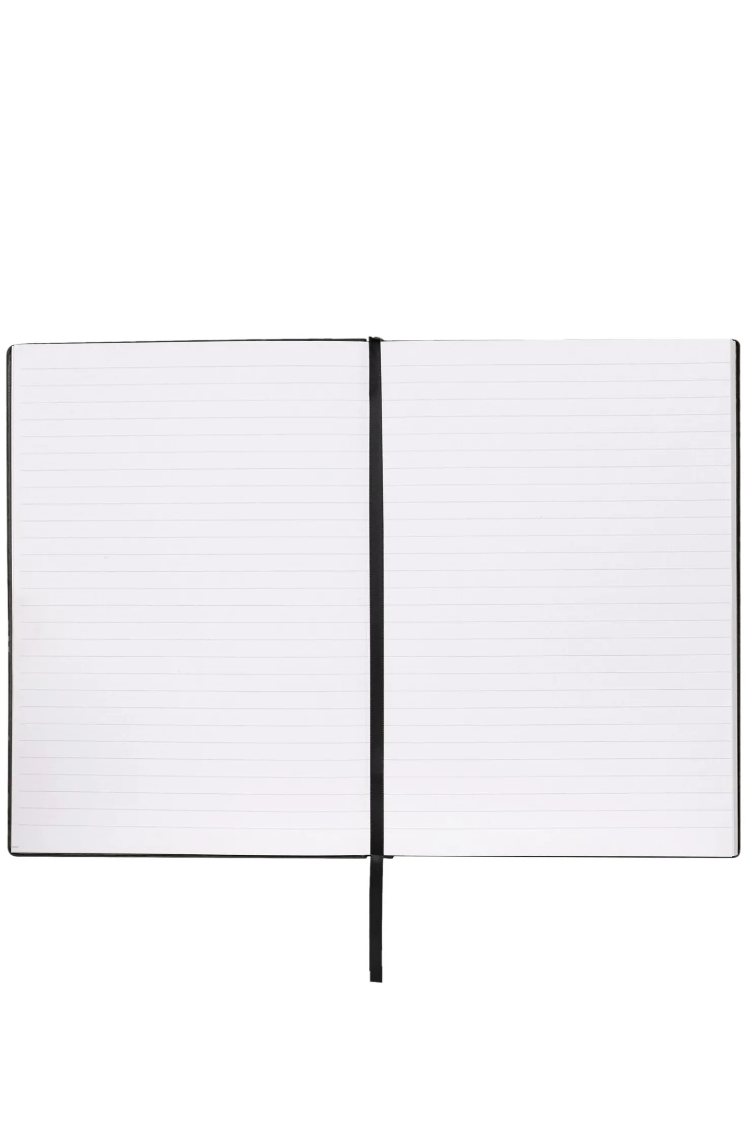 Black check-print A5 notebook with silver-foil logo