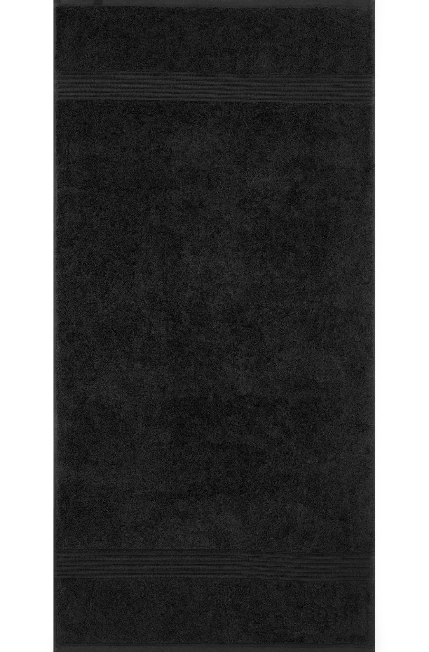 Black cotton hand towel with embroidered logo