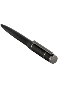 Black diamond-cut ballpoint pen with Double B trim