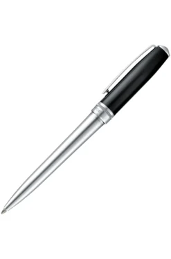 Black-lacquered and chrome-plated ballpoint pen in brass