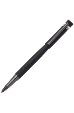 Black logo-detail rollerball pen with signature-stripe cap