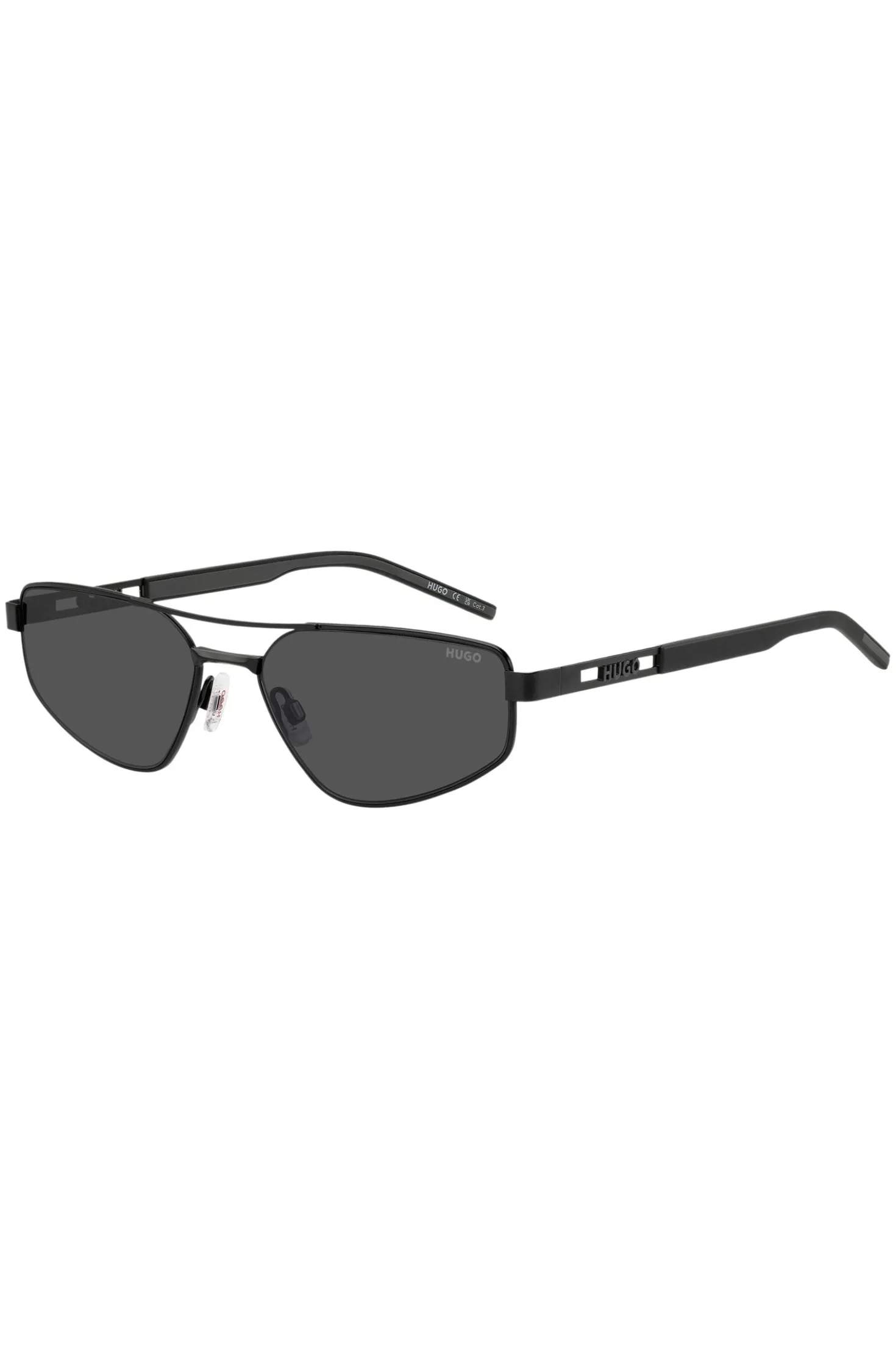 Black-metal sunglasses with cut-out logo