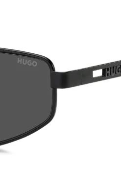 Black-metal sunglasses with cut-out logo