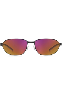 Black-metal sunglasses with cut-out logo
