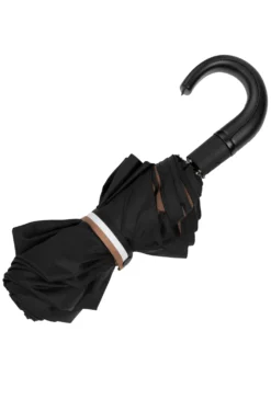 Black pocket umbrella with camel interior