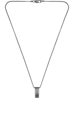 Black stainless-steel necklace with stripe-effect pendant