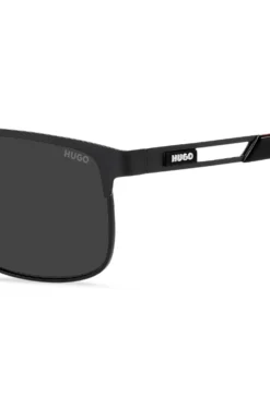 Black sunglasses with rubber logo