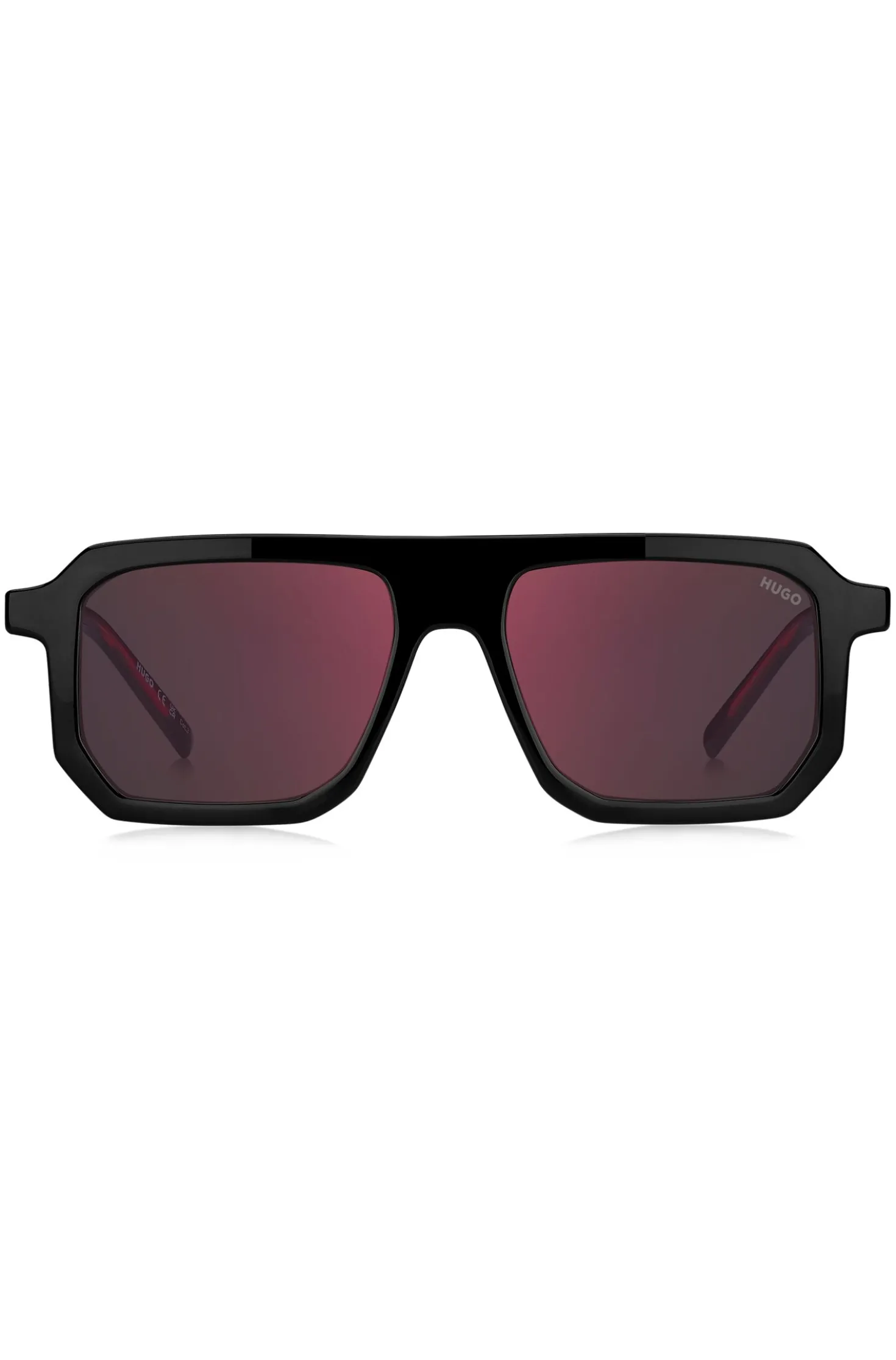 Black sunglasses with signature red accents