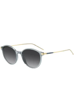 Blue-grey sunglasses with gold-tone temples