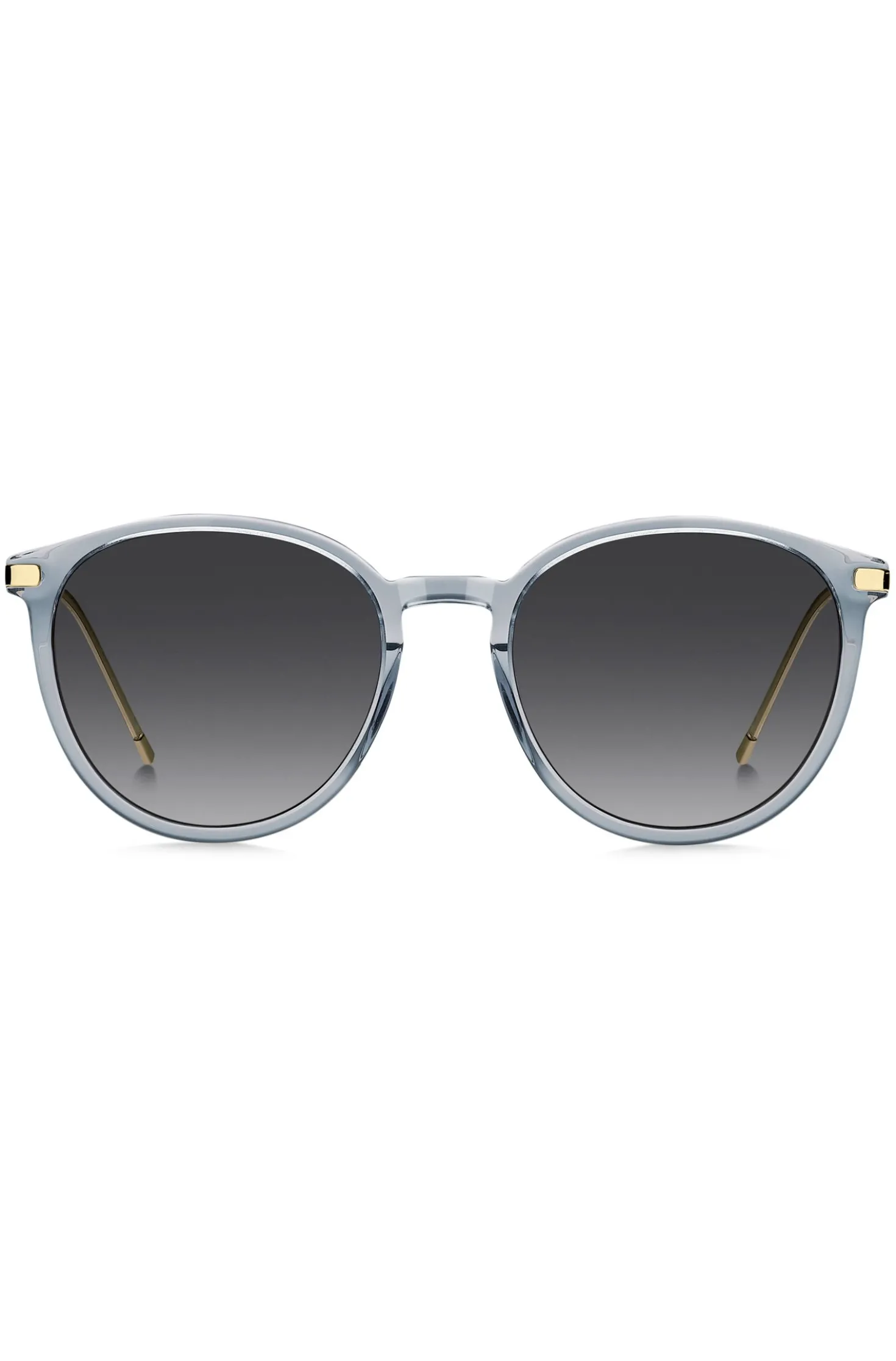 Blue-grey sunglasses with gold-tone temples