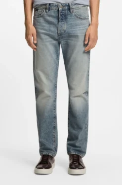 Blue jeans in stonewashed Japanese denim