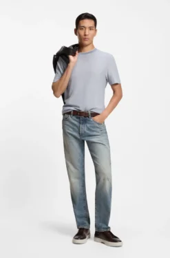 Blue jeans in stonewashed Japanese denim