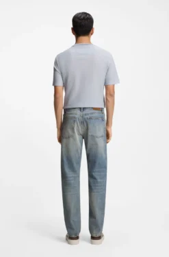 Blue jeans in stonewashed Japanese denim