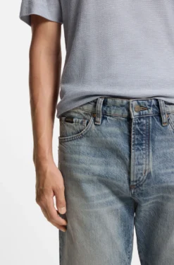 Blue jeans in stonewashed Japanese denim