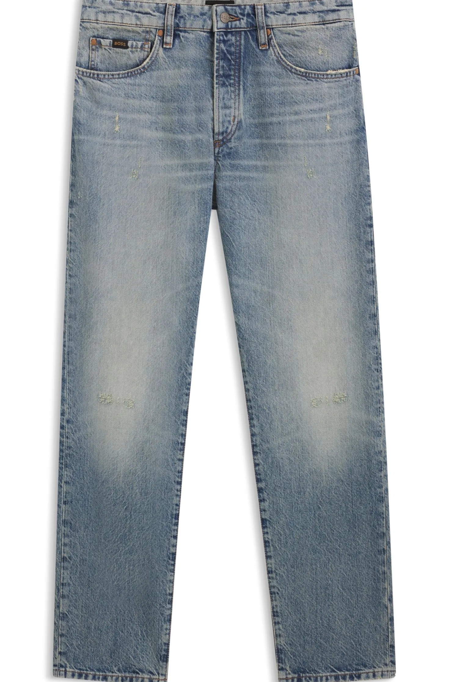 Blue jeans in stonewashed Japanese denim