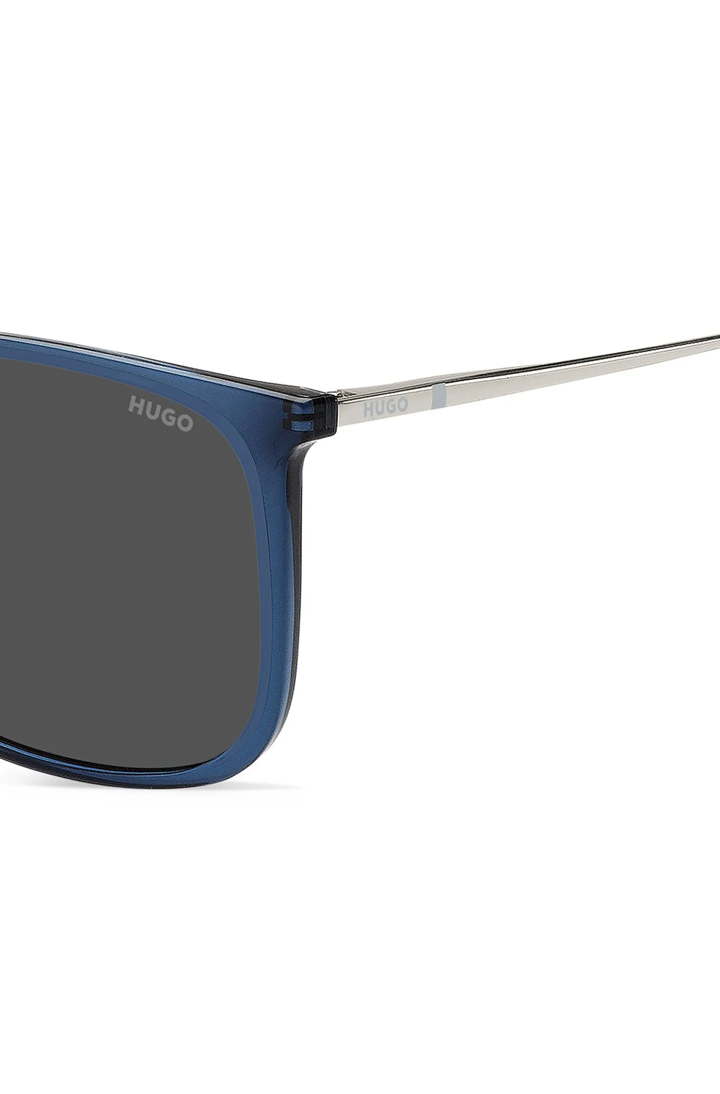 Blue sunglasses with logo details