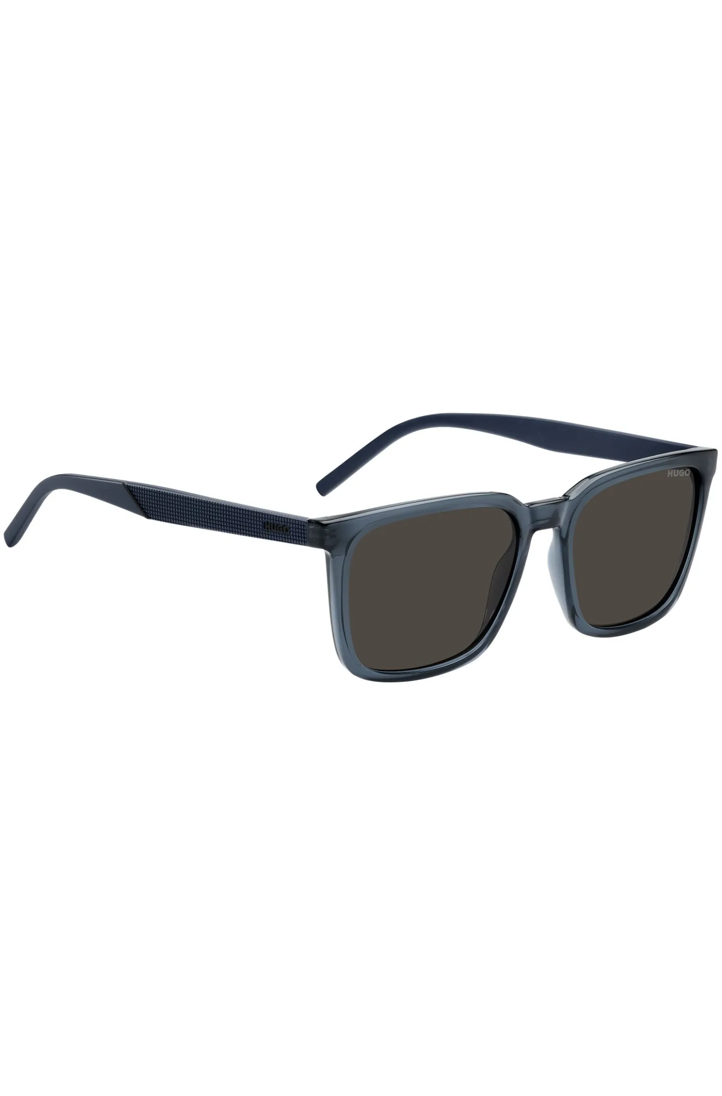 Blue sunglasses with textured temples