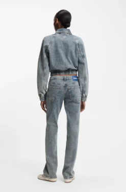 Boot-cut jeans in blue stretch denim