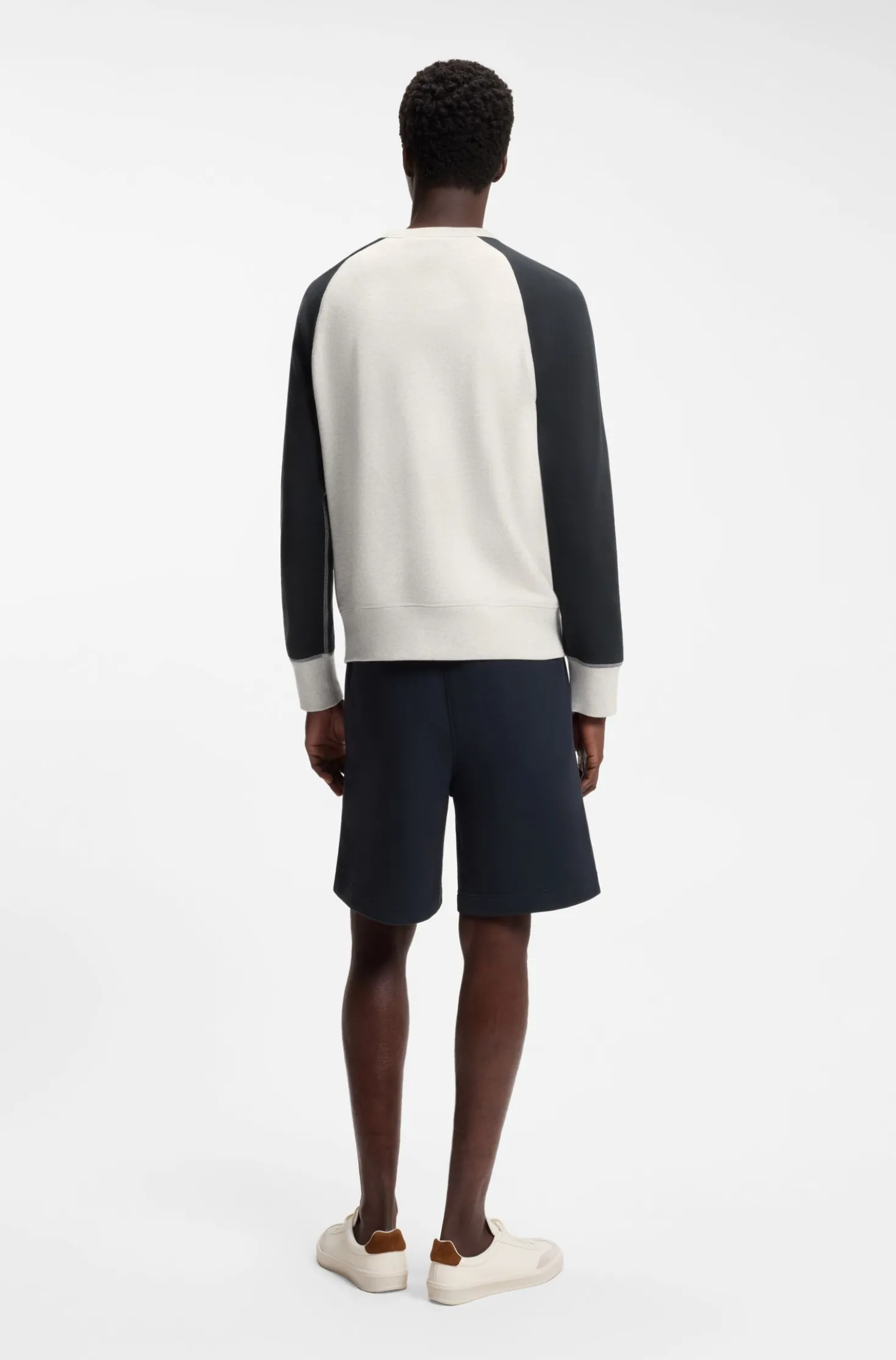 BOSS BY BECKHAM cotton sweater with colour-blocking