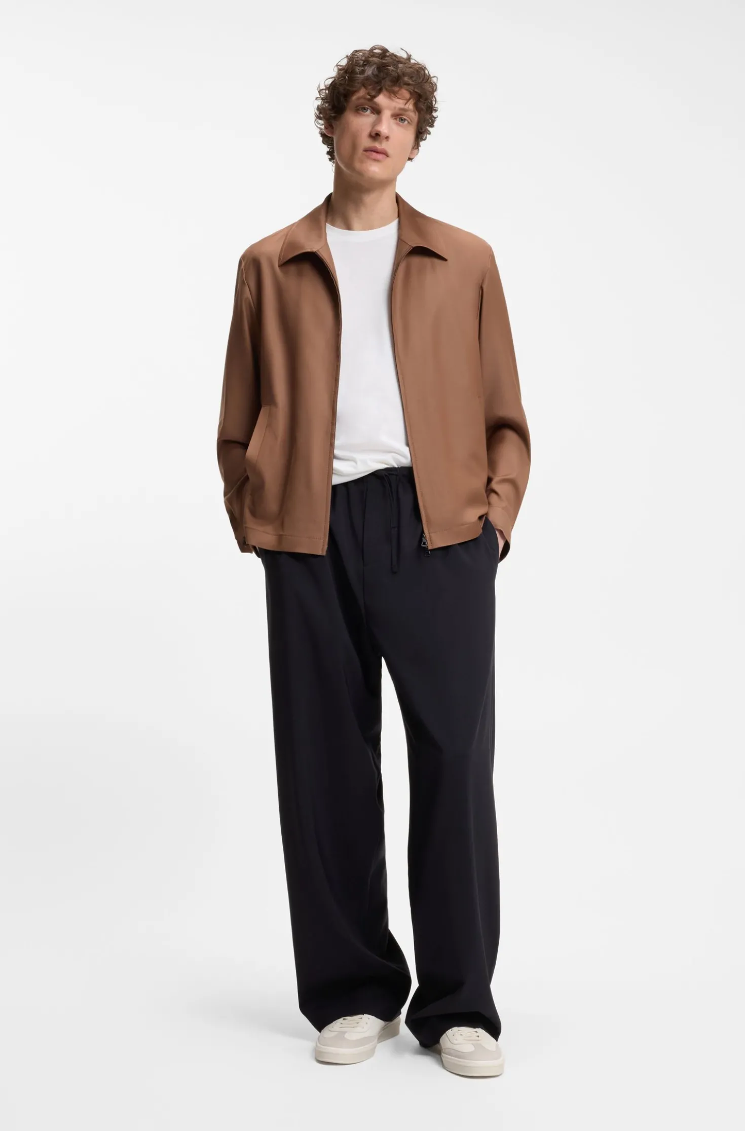 BOSS BY BECKHAM drawstring trousers in virgin wool