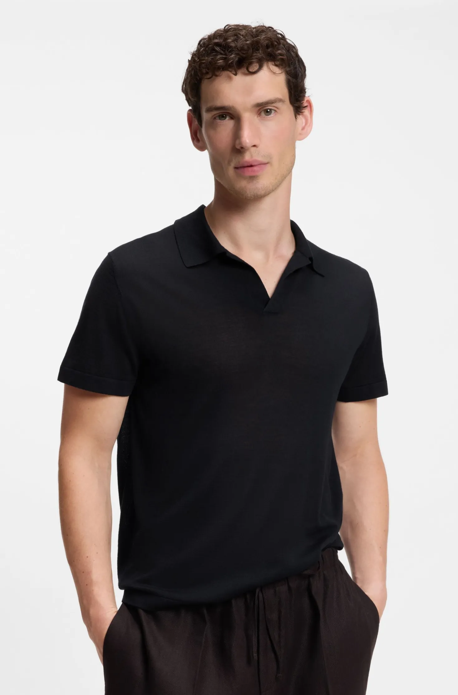 BOSS BY BECKHAM knit polo in virgin wool
