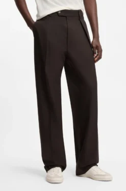 BOSS BY BECKHAM pleat-front trousers in cotton