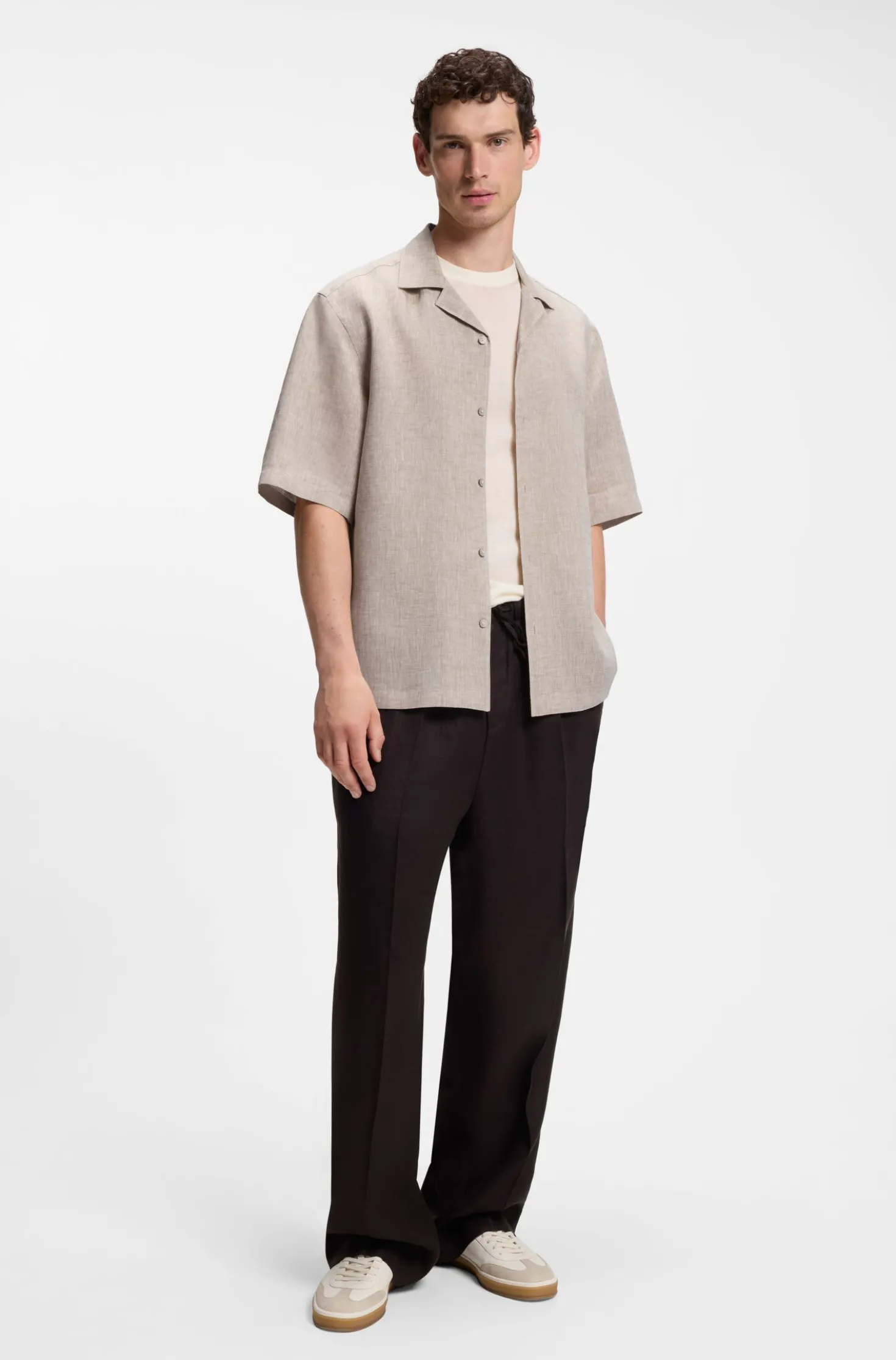 BOSS BY BECKHAM relaxed-fit linen shirt
