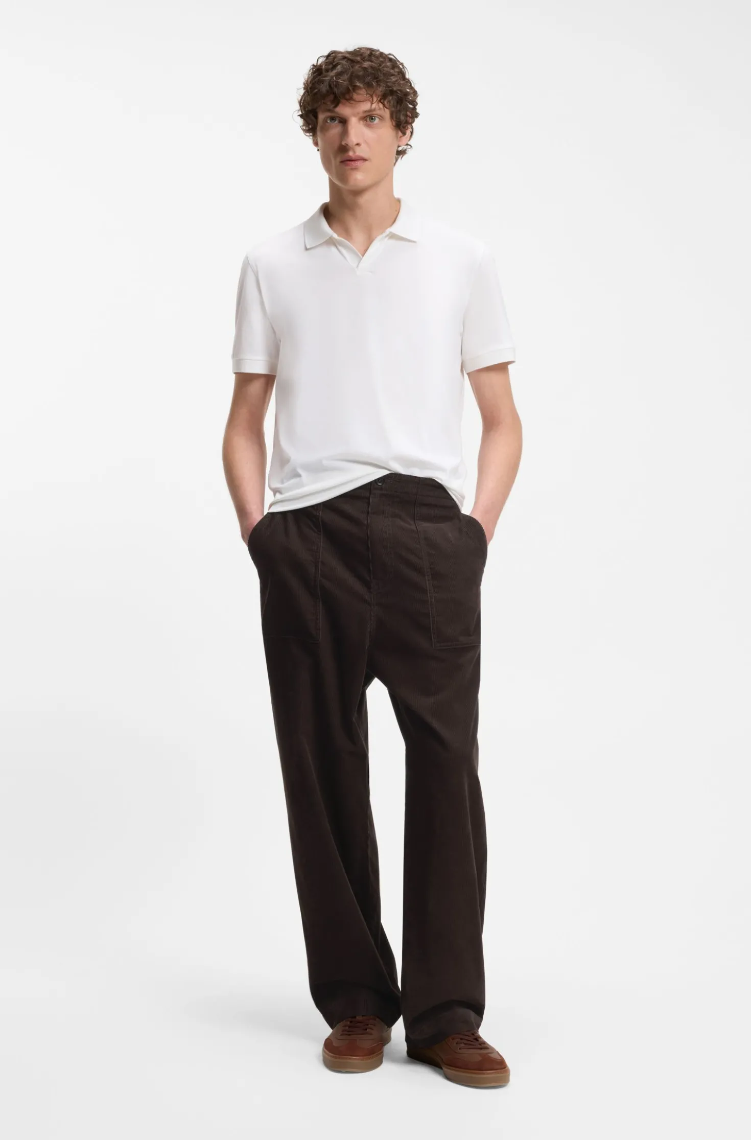 BOSS BY BECKHAM trousers in stretch-cotton corduroy