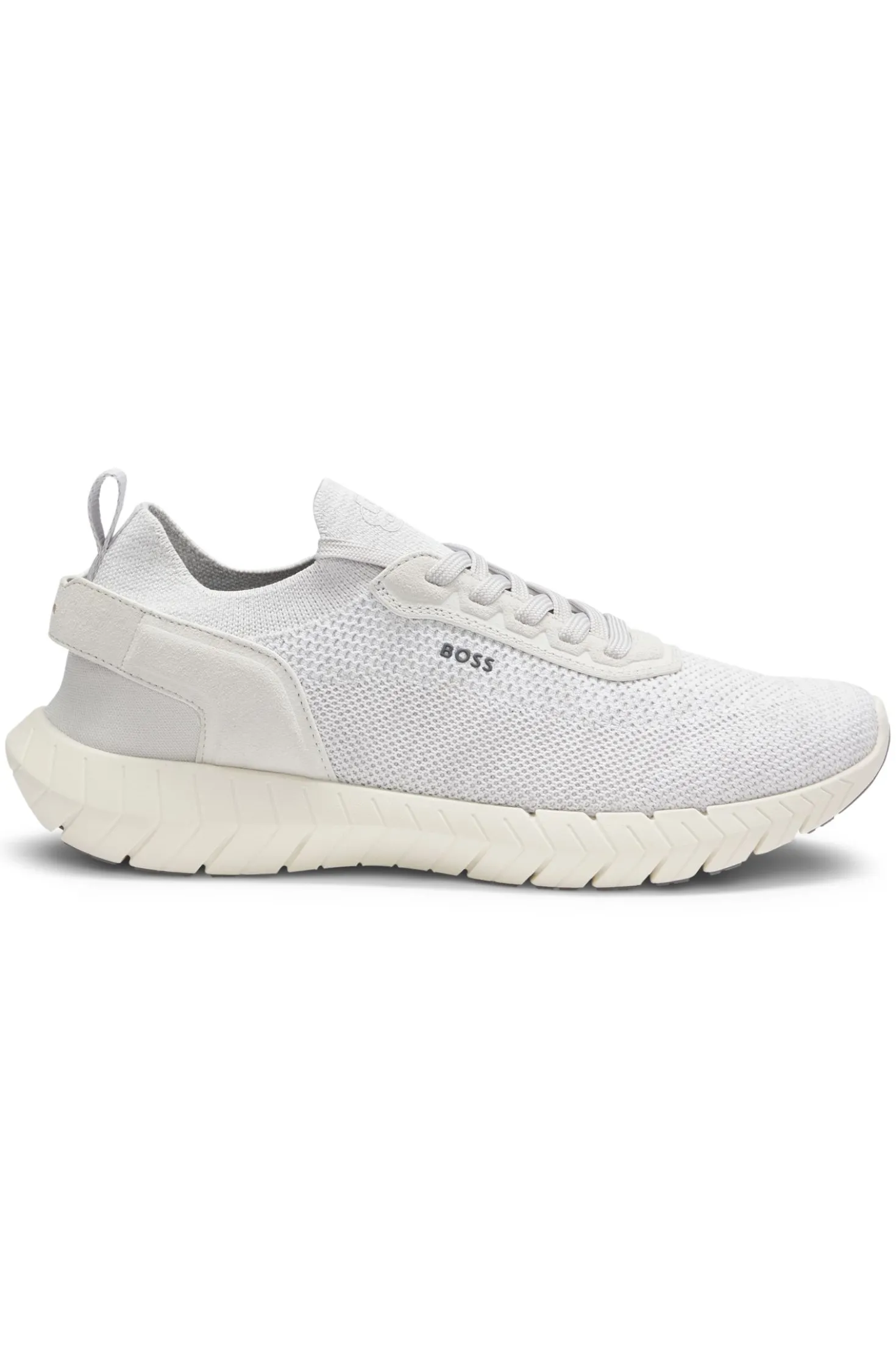 BOSS-MOTION trainers with knitted uppers and leather trims