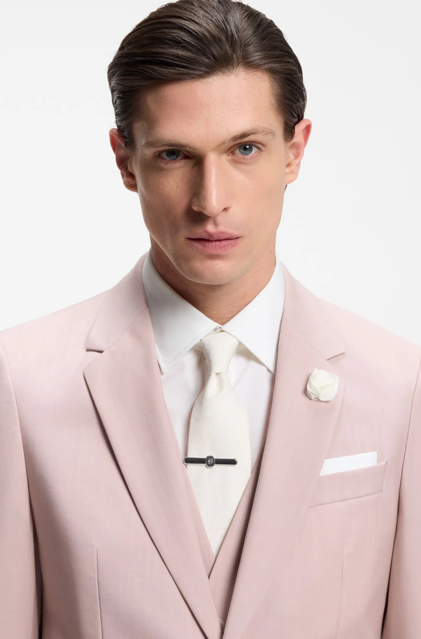 BOSS ONE Jacquard-structured tie in linen and silk