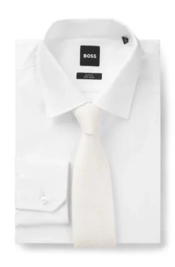 BOSS ONE Jacquard-structured tie in linen and silk