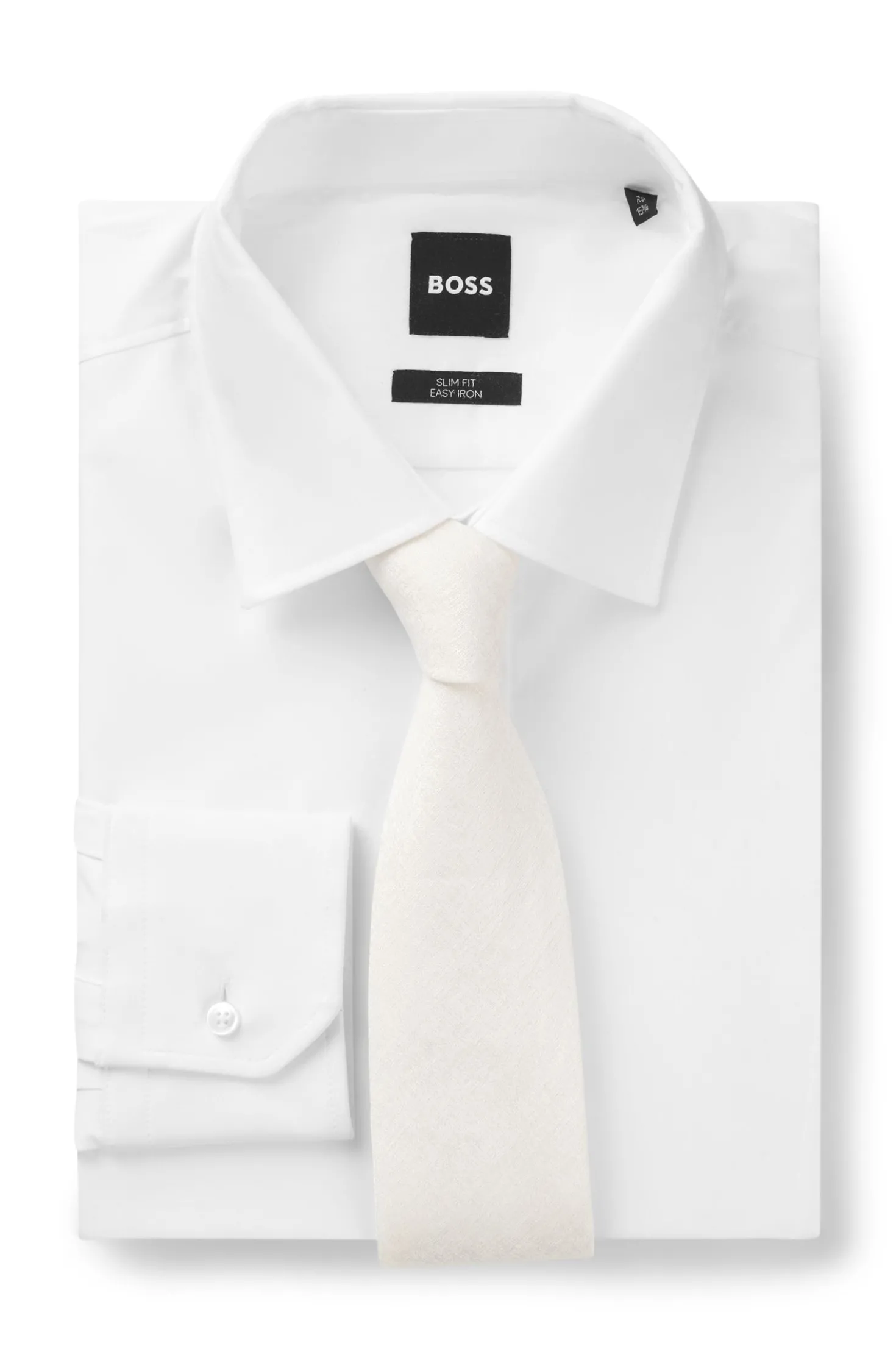 BOSS ONE Jacquard-structured tie in linen and silk