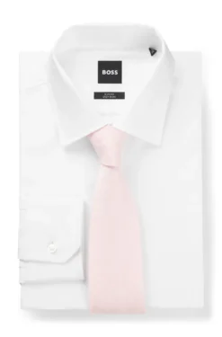 BOSS ONE Jacquard-structured tie in linen and silk