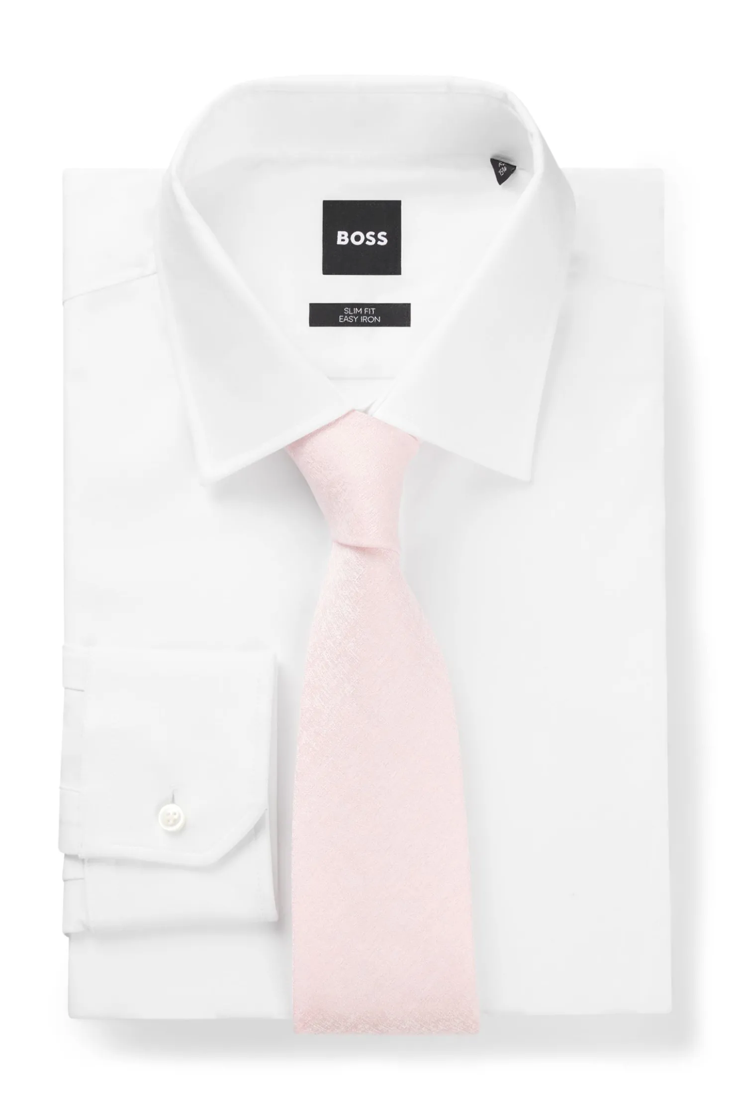 BOSS ONE Jacquard-structured tie in linen and silk